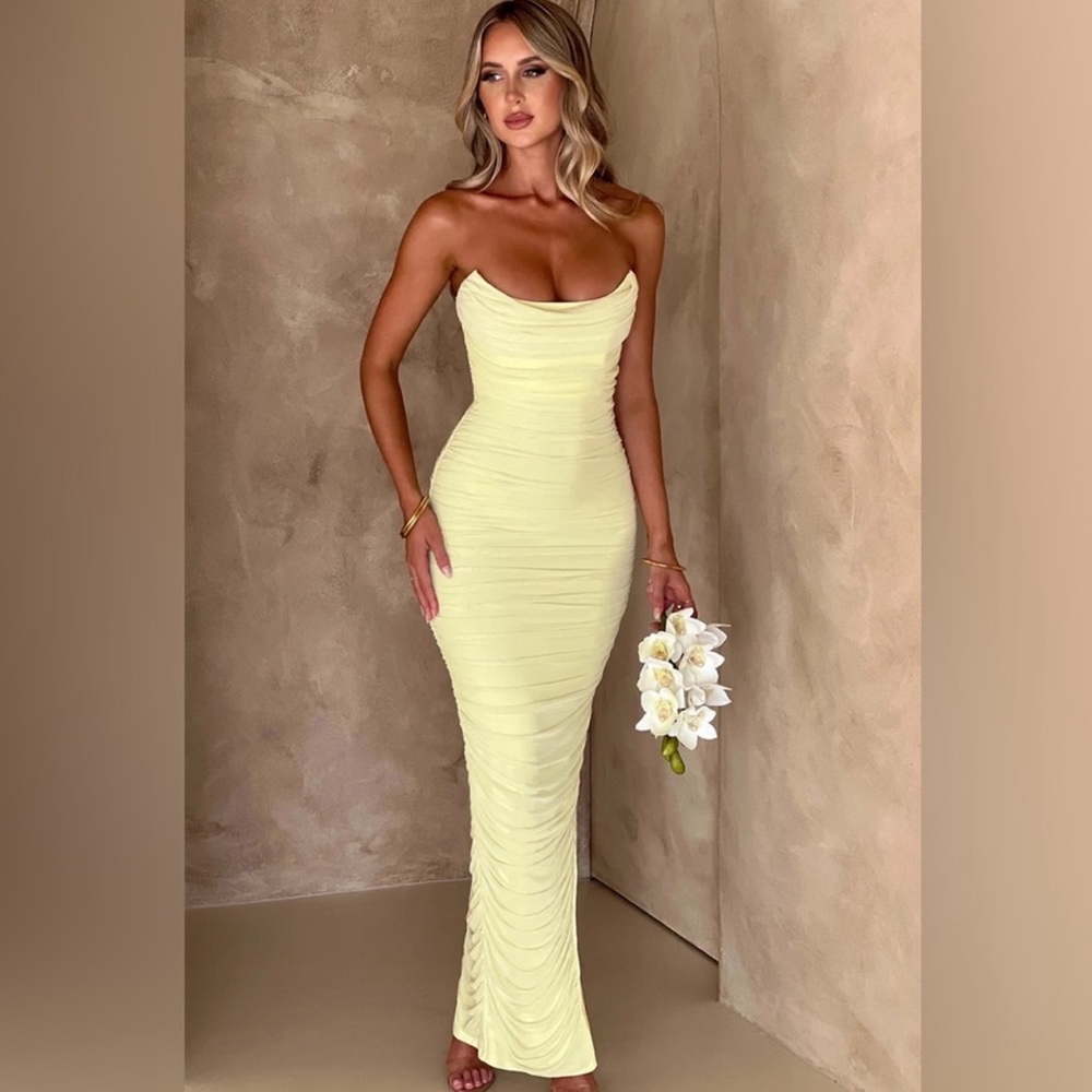 Worn Once - BabyBoo Yellow Ruched Maxi Dress